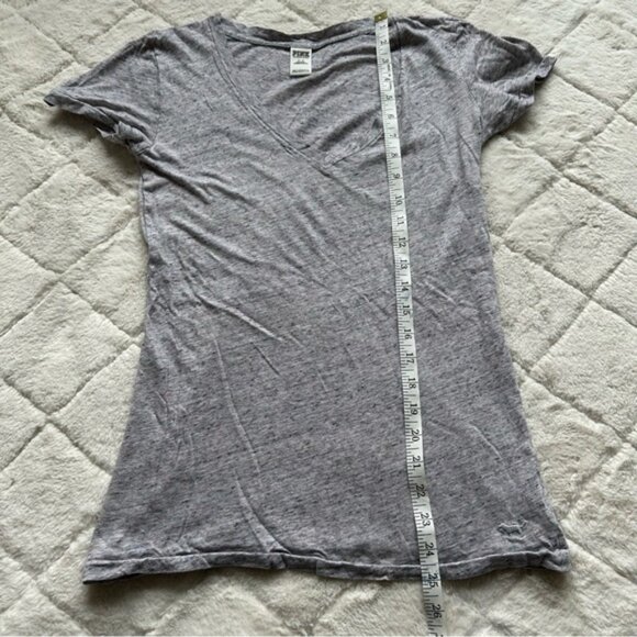 Victoria's Secret PINK | Short Sleeve Heather Gray V-Neck Tee Shirt | Size Small - Picture 12 of 12